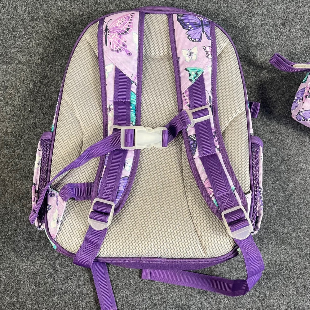 Pottery Barn Kids Mackenzie Purple Butterfly Backpack & Pencil Case Monogram A - Picture 12 of 12